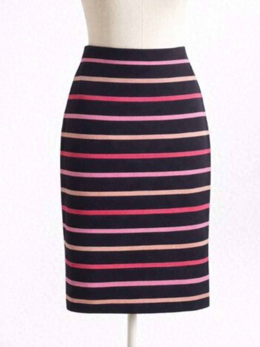 GRACE ELEMENTS Colorful Striped Pencil Skirt Black Pink Coral Size 14